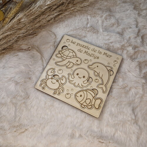 Puzzle bois personnalisé - animaux de la mer