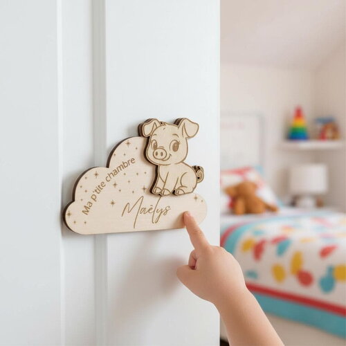 Plaque personnalisée pour chambre d'enfant - décor cochon