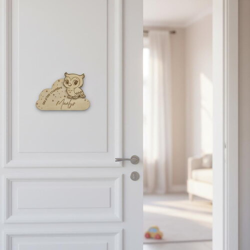 Plaque personnalisée pour chambre d'enfant - décor chouette
