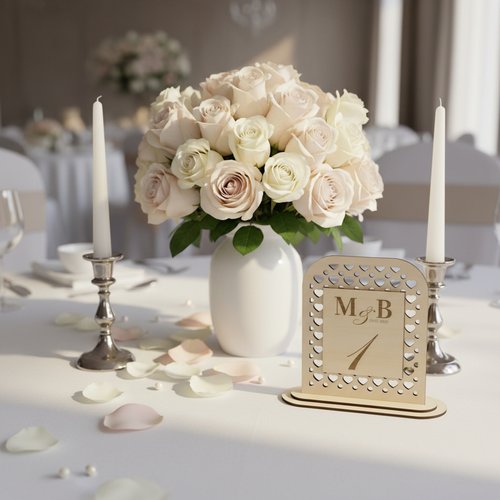 Numéros de table personnalisés en bois mariage - décoration cannage cœurs | porte numéro de table champêtre bohème – marque‑place