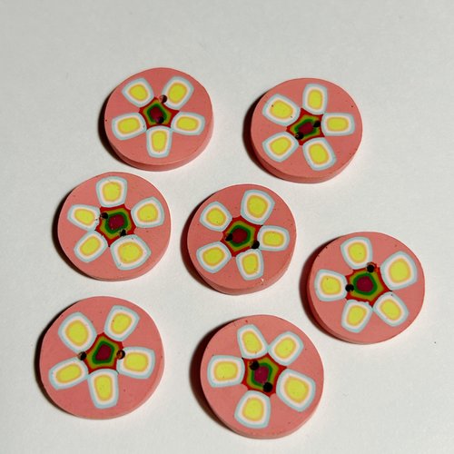 7 boutons deux trous en pâte polymère , polymer clay buttons