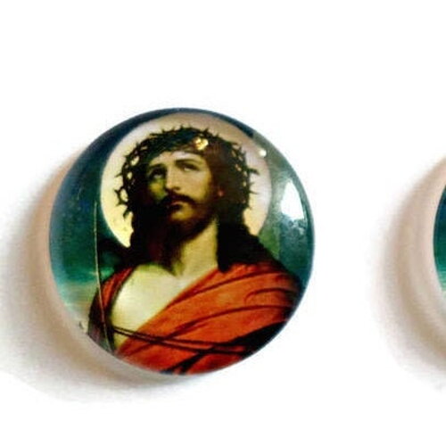 Cabochon en verre rond "religieux" - jésus --25 mm