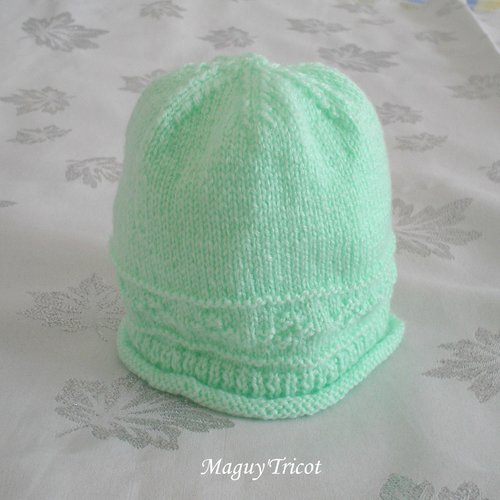 Bonnet Bebe Laine Verte Menthe Naissance A 3 Mois Un Grand Marche