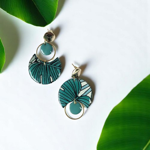 Boucles d'oreilles tropicales vertes
