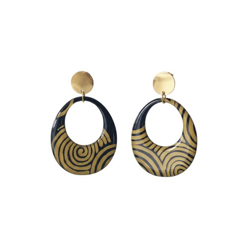 Créoles | bleu paon & caramel | papier népalais artisanal | fait main france | collection kriyōla