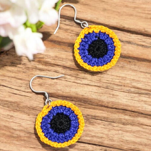 Boucle d'oreilles rondes style seventies – fait main au crochet