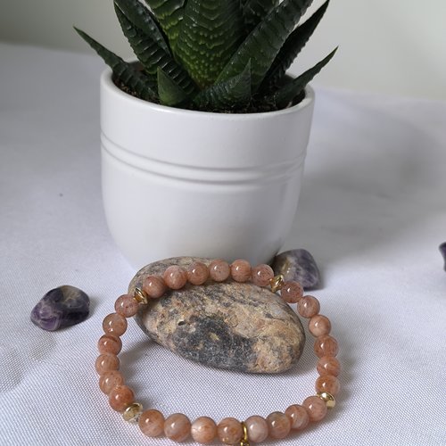 Bracelet pierres du soleil et fleur de lotus