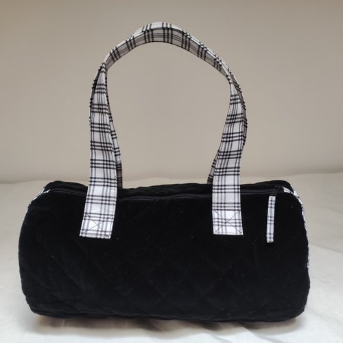Sac polochon velours et carreaux