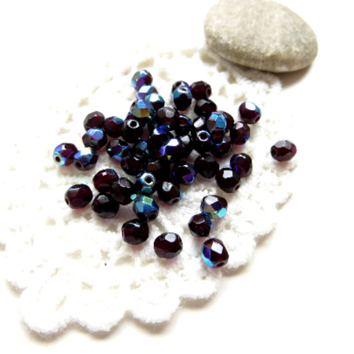 YELLOW OPAL 50 Perles Facettes cristal de boheme 4mm 
