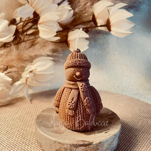 Bougie bonhomme de neige hiver - décoration noel - table réveillon - cadeau personnalisés