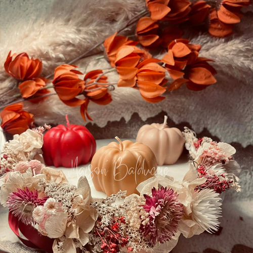 Bougie citrouille en cire de soja parfumée à l'automne - décoration halloween