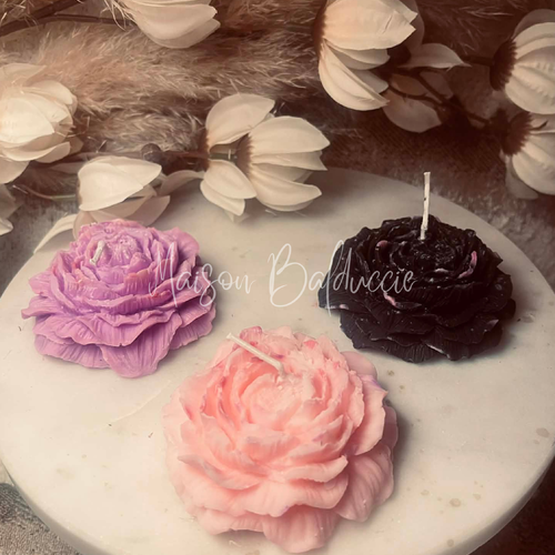 Bougie fleur de pivoine - cadeau maman - bougie artisanale - décoration florale faite main en cire de soja