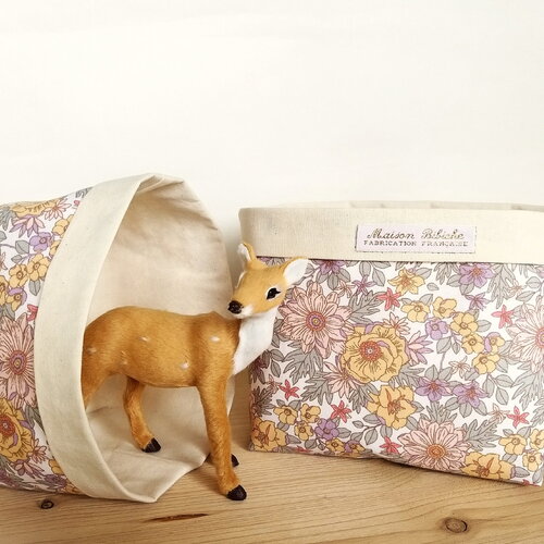 Panières de rangement jungle bleue.  2 pièces. rangement salle de bain. panière tissu toile de jouy., rangement bb, cadeau maman