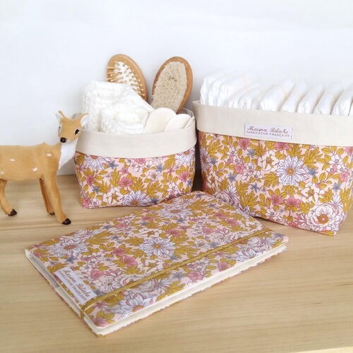 Panières de rangement bébé liberty, protège carnet de santé, panière à couche, idée cadeau bébé, couvre livres,  pochette à livres