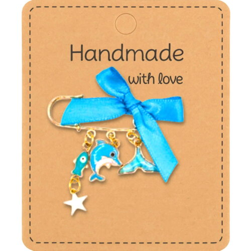 Broche dorée entre ciel et mer – bijou poétique fait main, dauphin, ciel, étoile – porte-bonheur artisanal