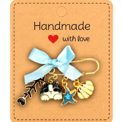 Broche chat doré “chat du large” – bijou poétique fait main – cadeau féminin marin mbolique
