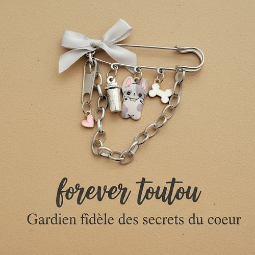 Broche chien argentée “forever toutou”  – bijou poétique fait main, symbole d’amour et de complicité