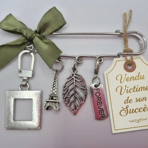 Broche épingle paris forever – bijou fantaisie unique tour eiffel, cadeau femme poétique