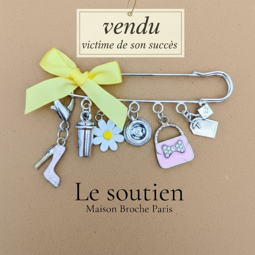 Broche poétique “le soutien” – bijou symbolique d’amitié et de gratitude fait main, 8 cm