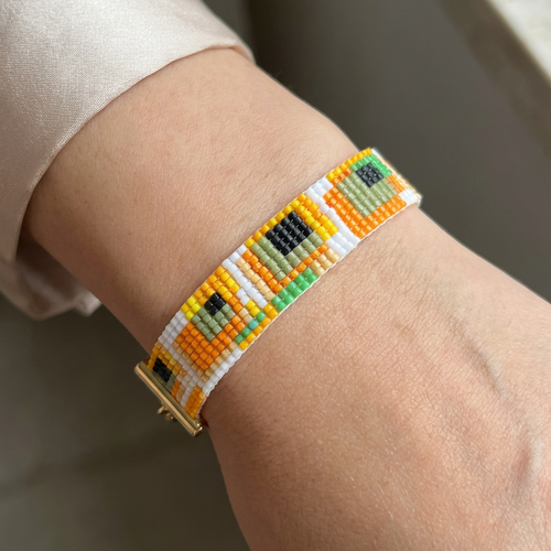 Bracelet en perles tissé fait main – bohème chic – pièce unique – cadeau femme