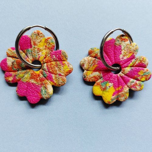Boucles d'oreilles fait main - fleurs calypso