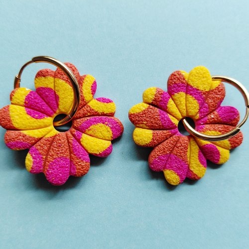 Boucles d'oreilles fait main - fleurs calypso