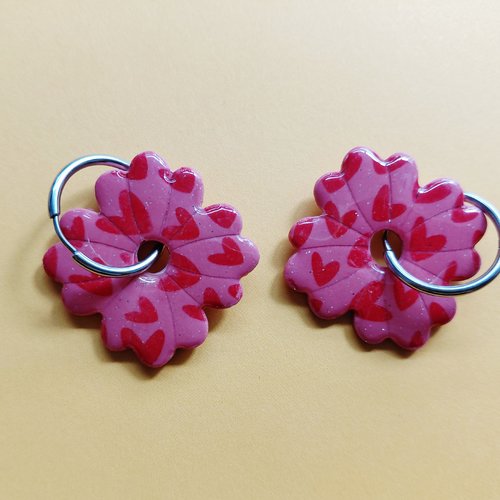 Boucles d'oreilles fait main - fleurs calypso