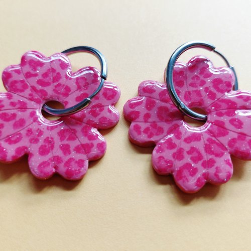 Boucles d'oreilles fait main - fleurs calypso