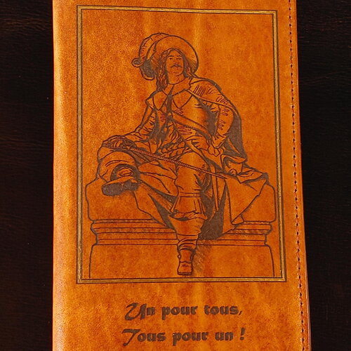 Couvre carnet a6 cuir tannage végétal fait main (carnet inclus) | protège carnet mousquetaire alexandre dumas
