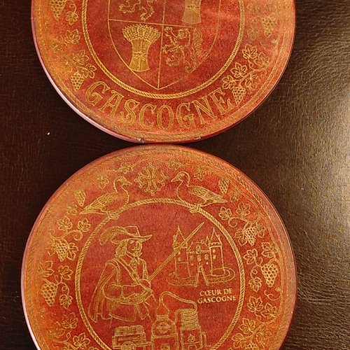 Lot de 2 sous verre en cuir véritable à tannage végétal (3 mm) — collection « gascogne »