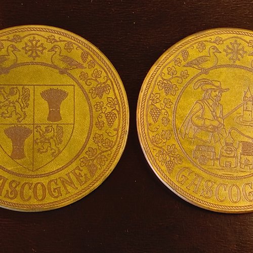 Lot de 2 sous verre en cuir véritable à tannage végétal (3 mm) — collection « gascogne »