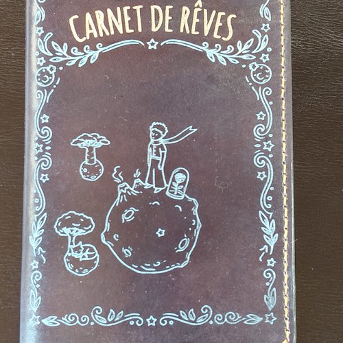 Carnet de rêves a6 cuir tannage végétal bleu nuit fait main (carnet inclus).