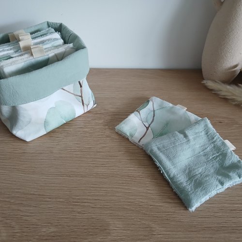 Carrés démaquillants et son panier réversible - " eclosion "