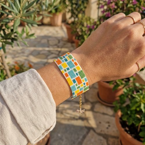 Bracelet miyuki fait main multicolore, pièce unique, acier inoxydable, libellule strass – livraison gratuite