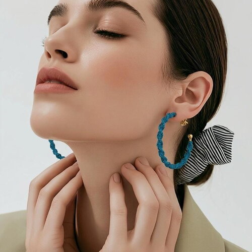 Créoles turquoise dorure or 24k fait main paris | boucles fil tressé boho hypoallergéniques reach | bijou femme léger