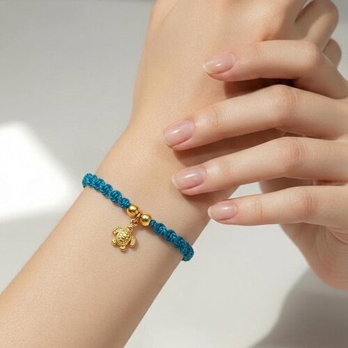 Bracelet tortue dorée or 18k fait main paris | cordon turquoise macramé hypoallergénique reach | bijou symbole océan cadeau femme
