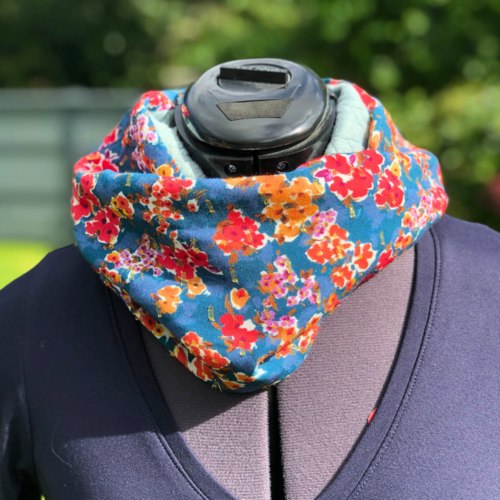 Snood femme doux et bleu, tour de cou chaud