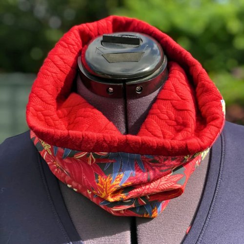 Snood femme doux et rouge, tour de cou chaud
