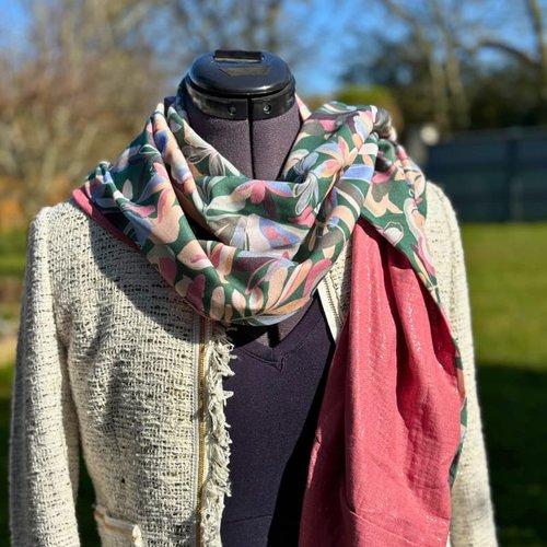 Chèche écharpe réversible en viscose et double gaze – foulard chic et doux, idée cadeau femme