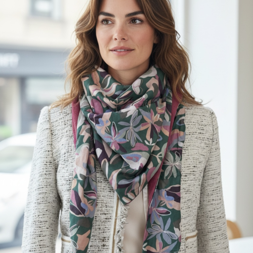 Chèche écharpe réversible en viscose et double gaze – foulard chic et doux, idée cadeau femme
