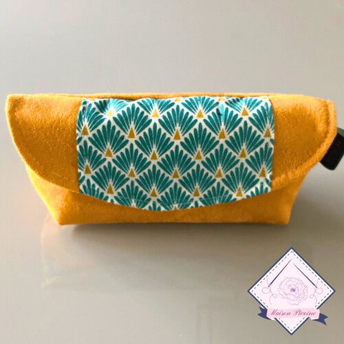 Etui à lunettes tournesol suédine jaune, molletonné