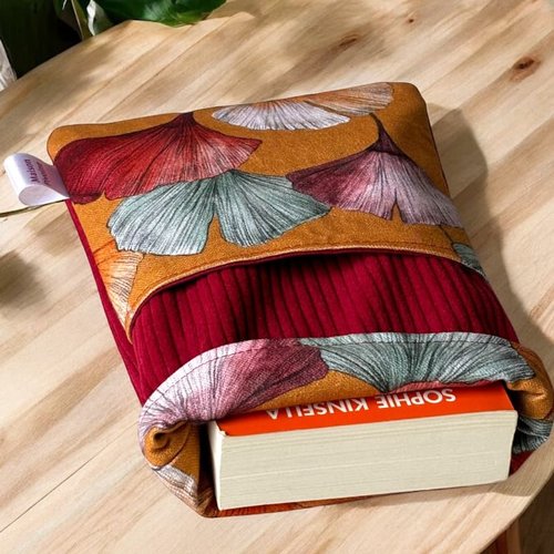 Pochette à livre en tissu avec poche avant – étui protecteur fait main pour roman de poche et liseuse