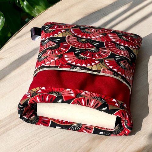 Pochette à livre en tissu avec poche avant – étui protecteur fait main pour roman de poche et liseuse