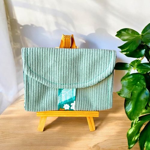 Porte-cartes femme, fermeture magnétique, velours et coton