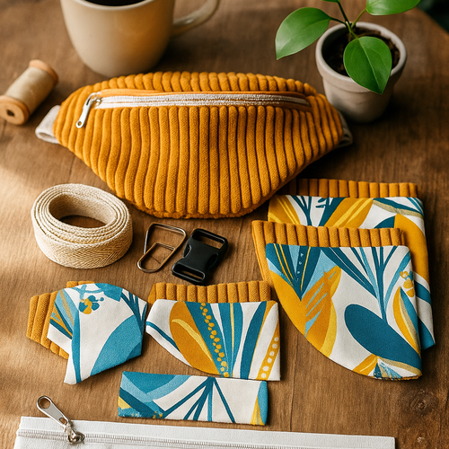 Kit couture sac banane en velours – tutoriel vidéo inclus – accessoire pratique à coudre soi-même