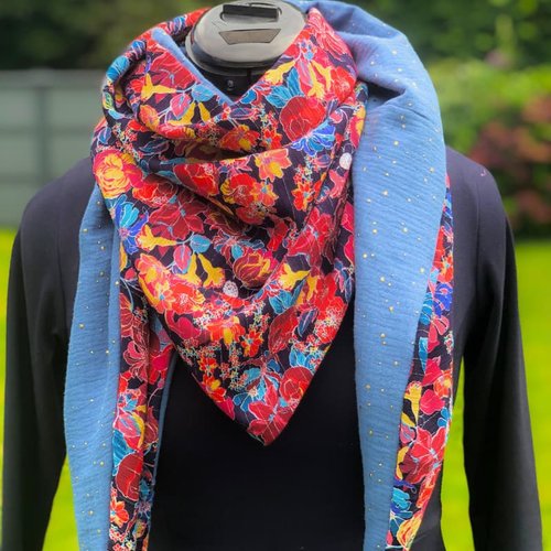 Chèche foulard triangle réversible en viscose et double gaze – élégant et personnalisable