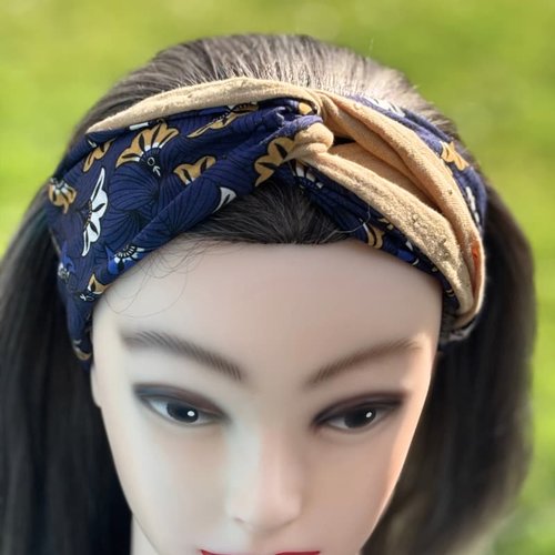 Bandeau cheveux torsadé pour femme, bi matière