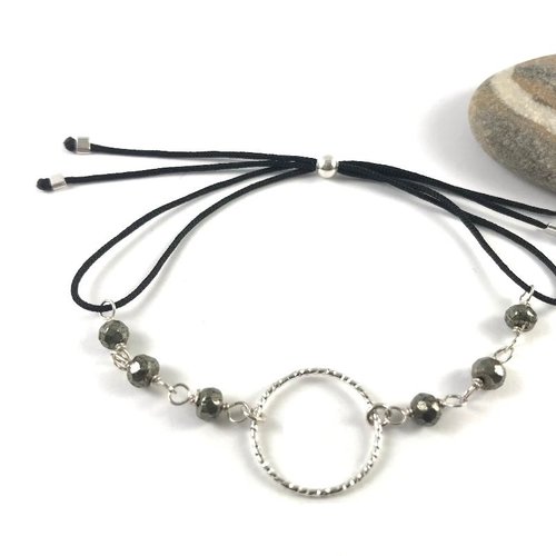 Bracelet pyrite avec anneau rond