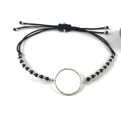 Bracelet onyx avec  anneau rond