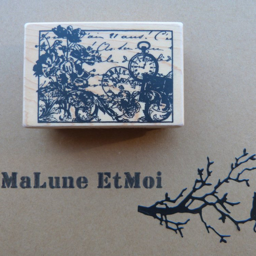 Tampon en bois ,scène vintage